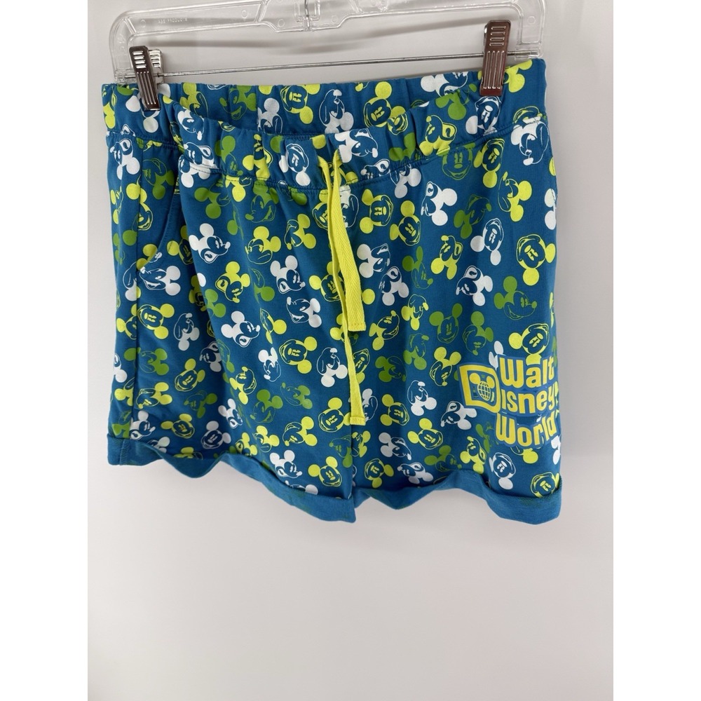 Walt Disney World Mickey Mouse Neon Cuffed Sweat Shorts Large
